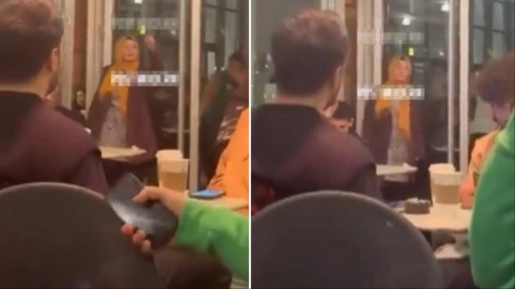 Protesto i&ccedil;in &uuml;nl&uuml; kahve zincirine gidip bağıran kadın, sert kayaya &ccedil;arptı