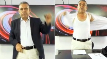 Ana Haber sunucusu sesini duyurmak i&ccedil;in canlı yayında bir anda soyunmaya başladı