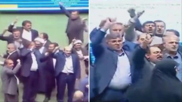 İran Meclisi'nde vekiller "İsrail'e &ouml;l&uuml;m" sloganları attı
