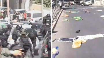 İsrail polisi, Mescid-i Aksa'da namaz kılmak isteyen M&uuml;sl&uuml;manların &uuml;zerine gaz bombası attı