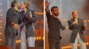 Konserde romantik anlar! Sıla Gen&ccedil;oğlu, sahneye gelen İlker Kaleli'yi dudağından &ouml;pt&uuml;