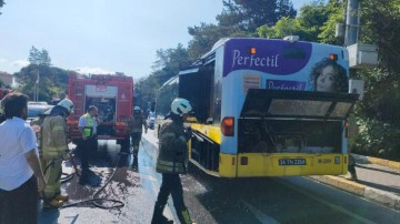 Sarıyer'de İETT otob&uuml;s&uuml;nde yangın: Yolcular b&uuml;y&uuml;k panik yaşadı