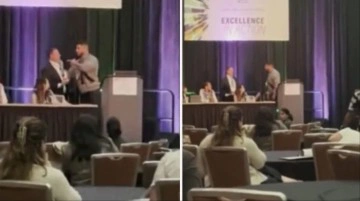 Tıp konferasında konuşma yapan doktoru tokatladı: Eşime dokundun