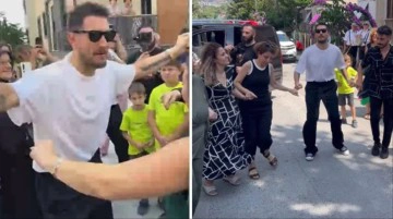 Uraz Kaygılaroğlu, arkadaşının gelin alma merasiminde g&ouml;bek attı