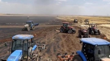 Yangında 60 d&ouml;n&uuml;m buğday k&uuml;l oldu